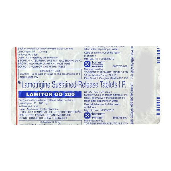 Purchase Lamitor OD 200mg Tablet 10's At Best Price | 24x7 Pharma