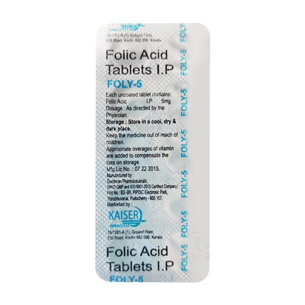 Foly 5mg Tablet 10's - 24x7 Pharma