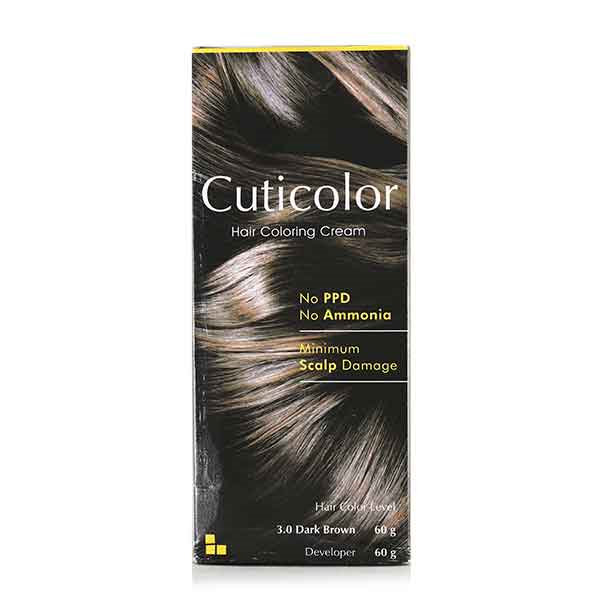 Cuticolor Dark Brown Hair Coloring Cream 60gm  - 24x7 Pharma