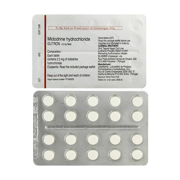 Purchase Gutron 2.5mg Tablet 20'S At Best Price | 24x7 Pharma