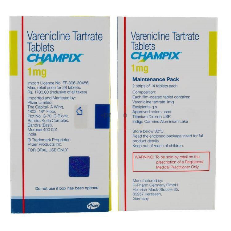 Buy Champix (Maintenance Pack) 1mg Tablet 28'S | 24x7 Pharma